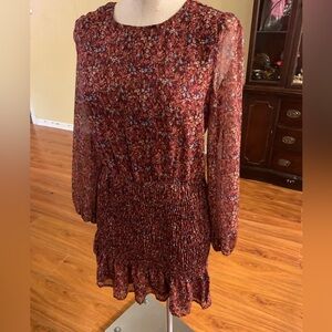 Dress forum floral maroon smocked Mini Dress
